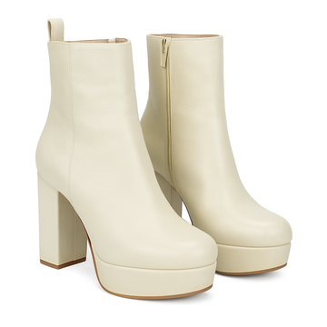 WINTER WHITE PLATFORM ANKLE BOOTS