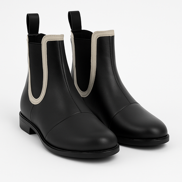 BLACK/WHITE  PULL ON ANKLE BOOT