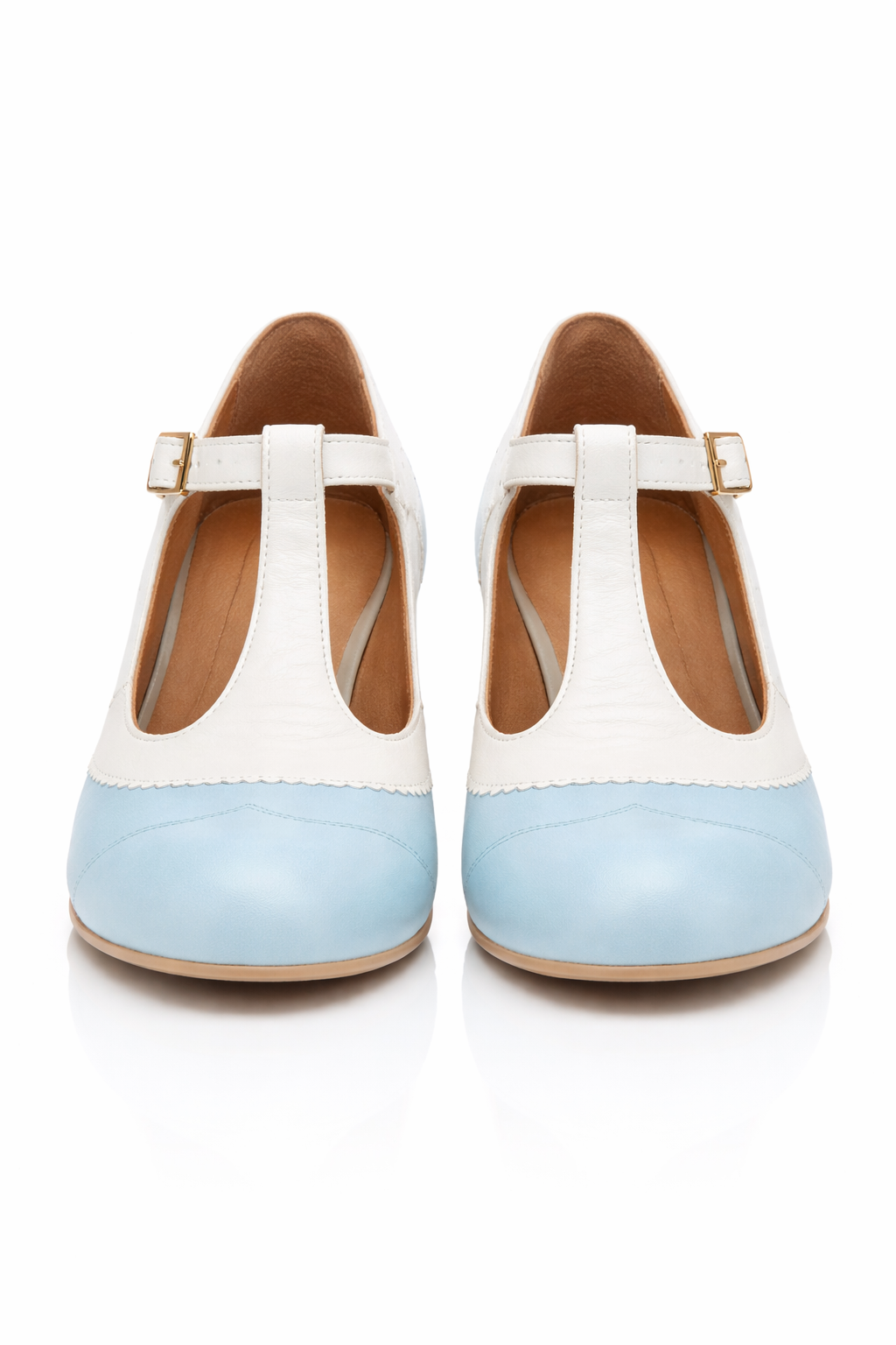 SKY/WHITE BLOCK HEEL