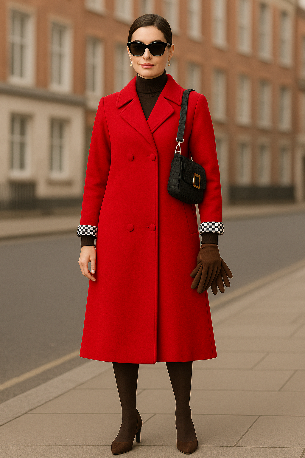 DOUBLE BREASTED RED LONG COAT