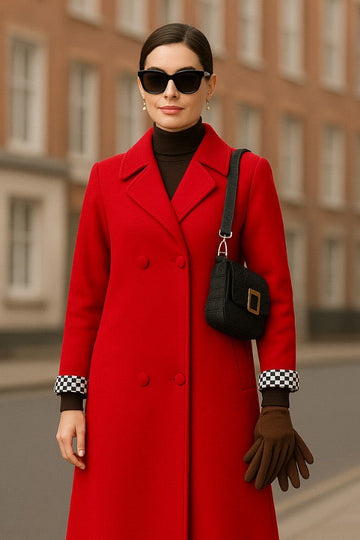DOUBLE BREASTED RED LONG COAT