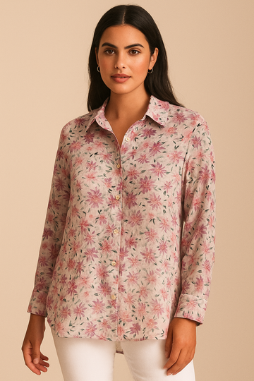 FLORAL CUFFED BLOUSE