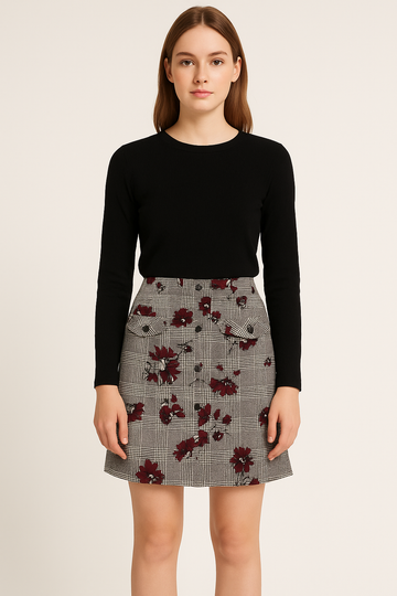 JACQUARD FLORAL SKIRT