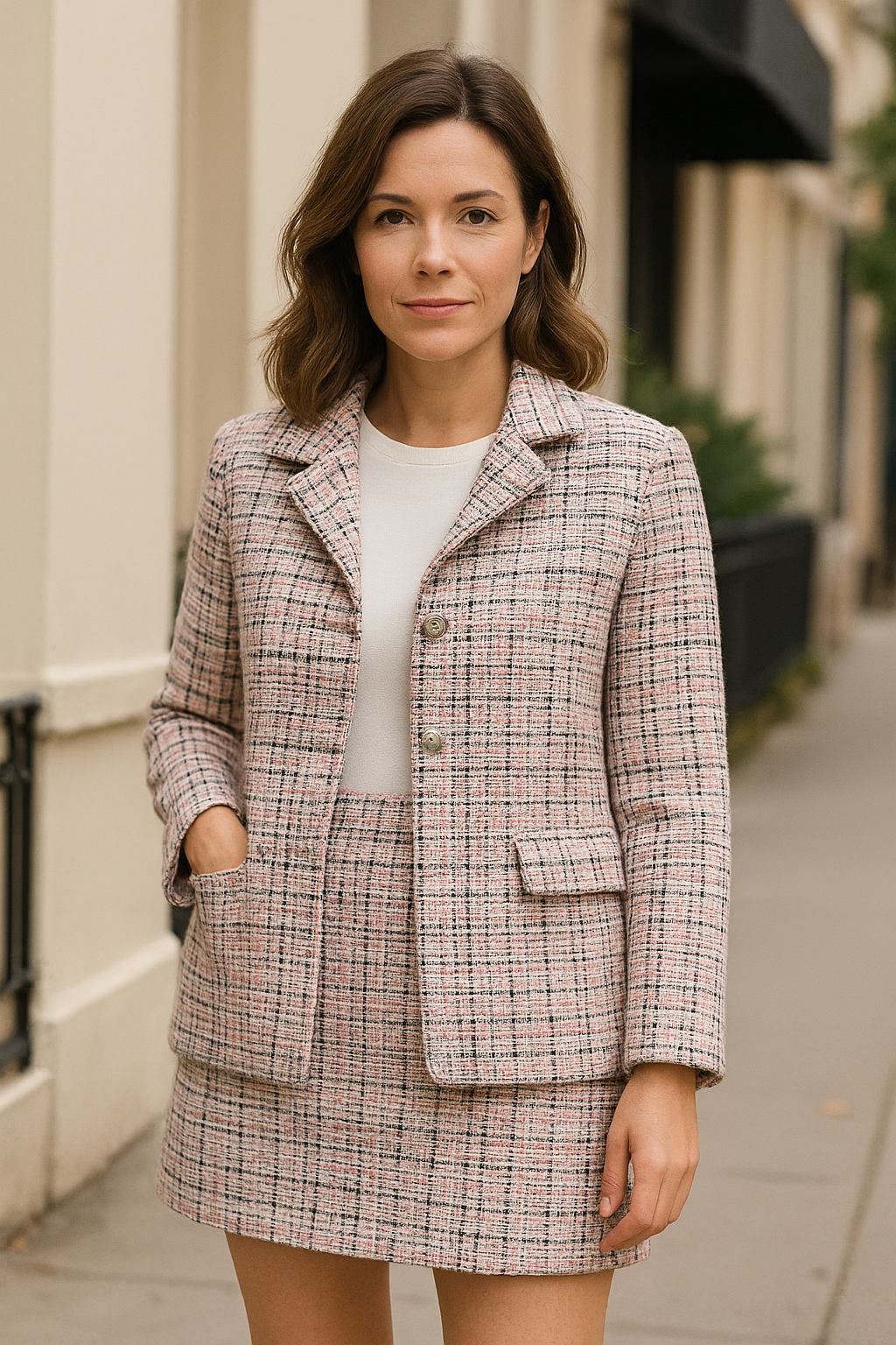 MULTI COLOURED TWEED OVERCOAT