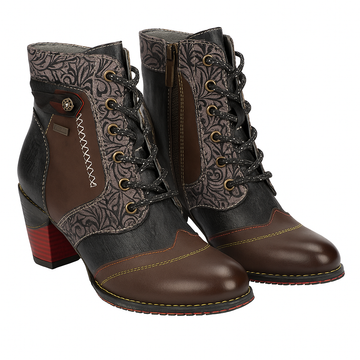 BROWN/BLACK LACE UP BOOTS