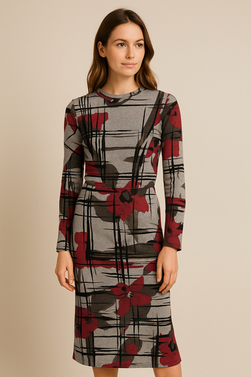 WINTER LONG SLEEVE DRESS WITH TIE