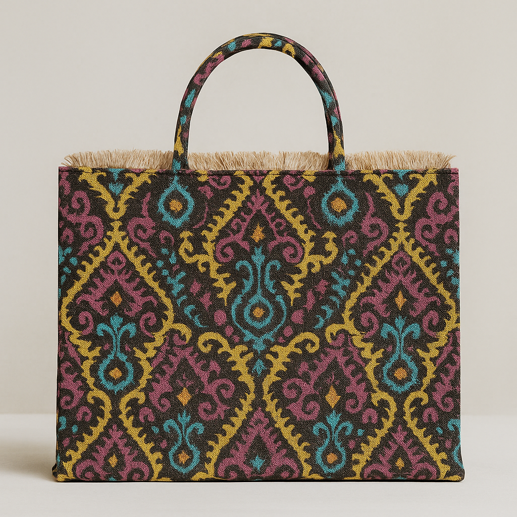 DIAMOND PATTERN TAPESTRY TOTE