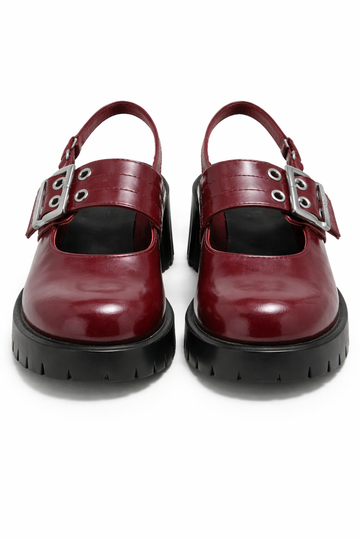 MAROON/BLACK NAPPA SANDAL