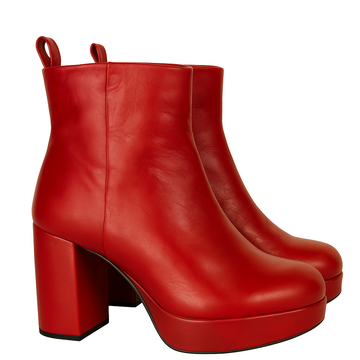 RED PLATFORM ANKLE BOOTS