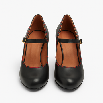 BLACK/RED TRIM MARYJANES