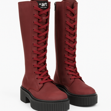 YORK - BURDEOS HIGH LACE UP BOOTS