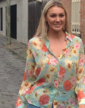 Long sleeved floral cuffed blouse (2)