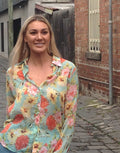 Long sleeved floral cuffed blouse