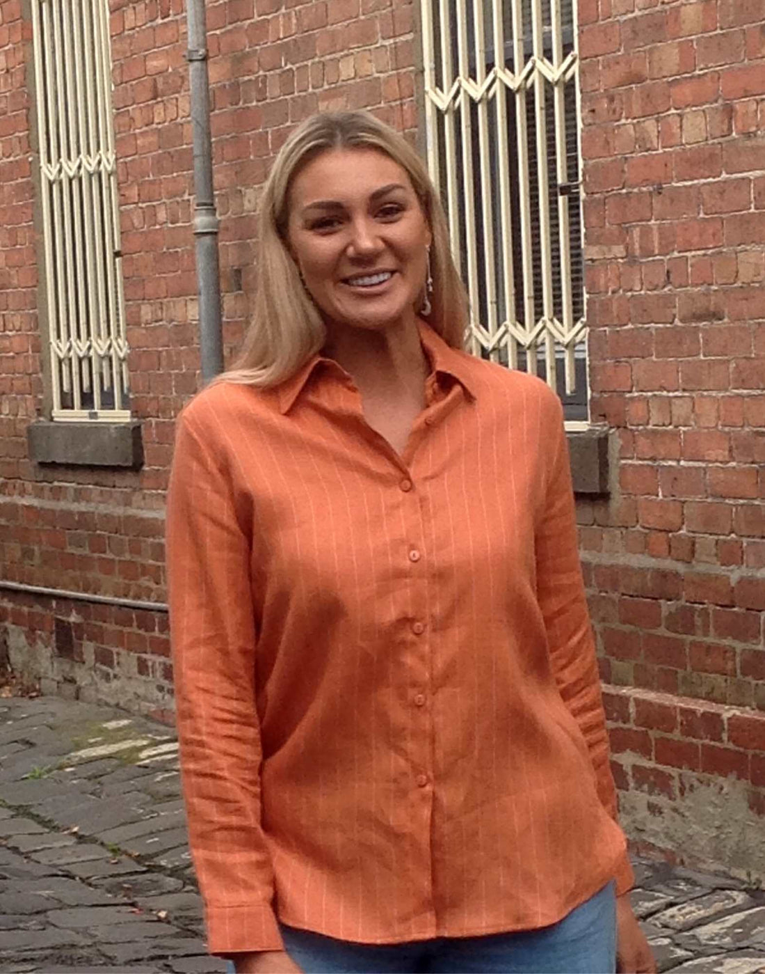 Long sleeved striped linen_cotton cuffed blouse (2)