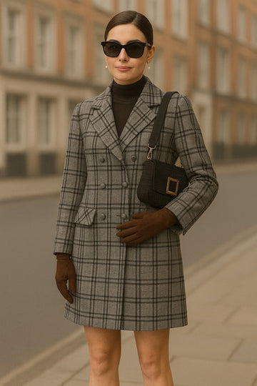 STRETCH CHECK JACQUARD COAT/DRESS