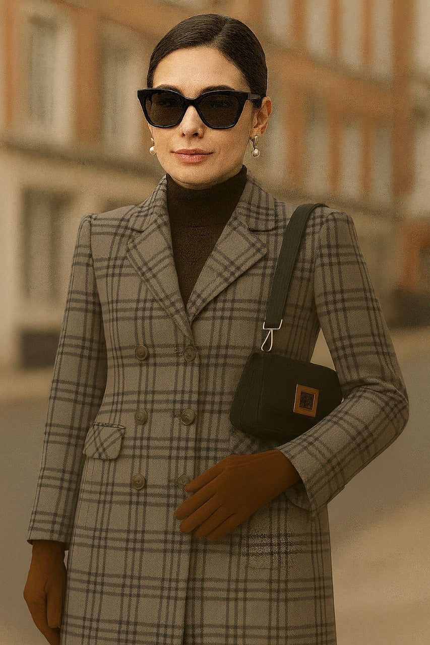 STRETCH CHECK JACQUARD COAT/DRESS
